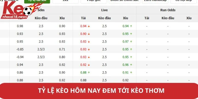 Tỷ lệ kèo hôm nay đem tới kèo thơm